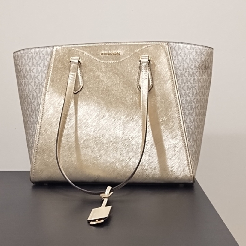 Michael Kors Metallic Gold Logo Tote